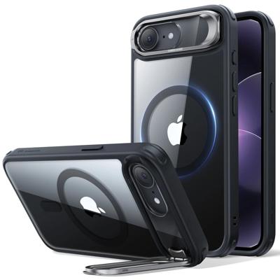 iPhone 17e Classic Hybrid Magnetic Case (Stash Stand) - Clear Black