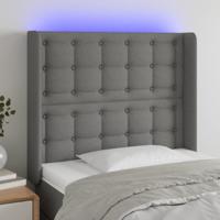 Hoofdbord LED 83x16x118/128 cm stof donkergrijs