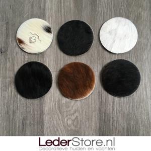 Koeienhuid onderzetters normandier bruin zwart wit 10x10cm