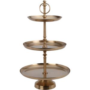 Etagere 3-laags - goud - RVS - H50 cm - Hightea/tapas/koekjes/taartjes serveerschaal