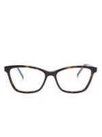 Saint Laurent Eyewear lunettes de vue rectangulaires à plaque logo - Marron