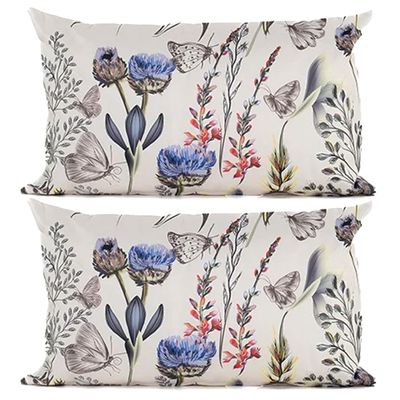 Buitenkussen bloem - 2x - Creme/paars - 30 x 50 cm - Water en UV bestendig Buitenkussen bloem - 2x - Creme/paars - 30 x 50 cm - Water en UV bestendig
