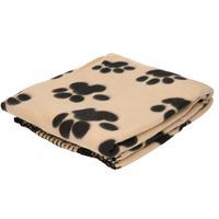 Fleece deken voor huisdieren met pootafdrukken print 125 x 157 cm beige/zwart   -