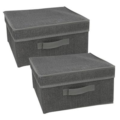 Gerimport Opbergbox London - 4x - 30 x 31 x 16,50 cm - antraciet - met handvaten