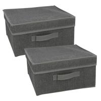 Gerimport Opbergbox London - 4x - 30 x 31 x 16,50 cm - antraciet - met handvaten