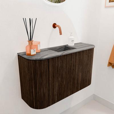 Toiletmeubel Mondiaz Joya Dlux | 73.2 cm | Meubelkleur Walnut | Faye wastafel Sombra Wasbak Midden | Zonder kraangat(en)