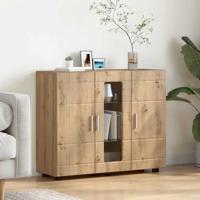 Dressoir met plank artisanaal eikenkleurig 55.5 x 29 x 100 cm