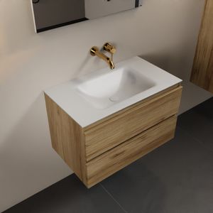 MONDIAZ AIVY 80cm badmeubel Chai, wastafel Talc solid surface midden zonder kraangat met spiegel (AI-351171TALC-NO - AI-M80CHMI - AI-S80X70)