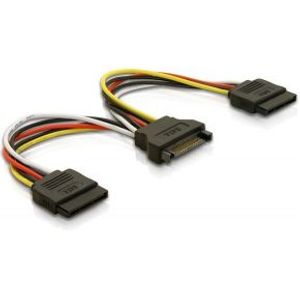 Delock 60105 Kabel Voeding SATA 15-pins > 2 x SATA HDD - recht