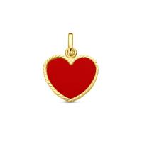 14k Geelgouden Hart Hanger 10,5x12mm met Rode Epoxy