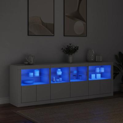 Dressoir met LED-verlichting 202x37x67 cm wit