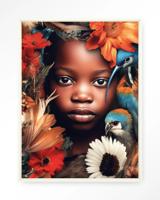 Urban Cotton Wandkleed 'Paradise Bird' 145 x 190cm in Floating Frame - off white