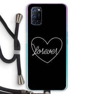 Forever heart black: Oppo A92 Transparant Hoesje met koord