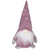 Decoratie kerstman gnome pop - 13 cm - roze - pluche - dwerg/kabouter Decoratie kerstman gnome pop - 13 cm - roze - pluche - dwerg/kabouter