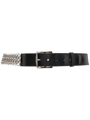 Hermès Pre-Owned ceinture en cuir à détail de chaîne - Noir