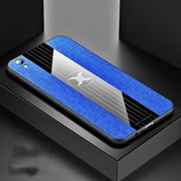 Voor OPPO R9 XINLI stiksels doek Textue schokbestendig TPU beschermhoes (blauw)