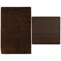 MSV Douche anti-slip mat en droogloop mat - Napoli badkamer set - rubber/polyester - bruin - thumbnail