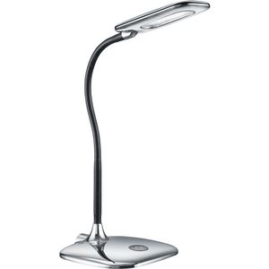 LED Bureaulamp - Tafelverlichting - Trion Poiny - 4W - Warm Wit 3000K - Rond - Mat Chroom - Kunststof