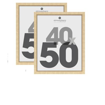 Atmosphera Fotolijstje - 2x - voor 40 x 50 cm foto - beige - mdf/glas - ornament frame 45 x 55 cm Atmosphera Fotolijstje - 2x - voor 40 x 50 cm foto - beige - mdf/glas - ornament frame 45 x 55 cm