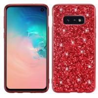 Glitter poeder schokbestendig TPU beschermende case voor Galaxy S10 (rood)