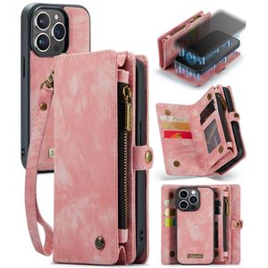 Caseme - iPhone 15 Pro Max - Vintage 2 in 1 portemonnee hoes - Lichtroze