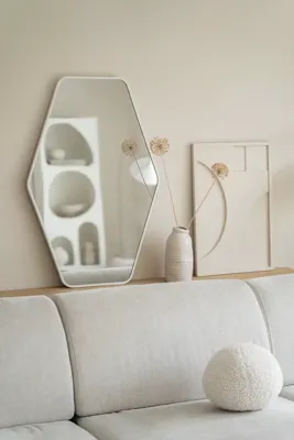 Hexagon spiegel 90×60 cm - Mat Wit