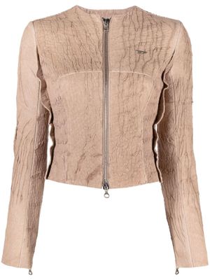 Diesel veste en cuir L-Crack à fermeture zippée - Rose