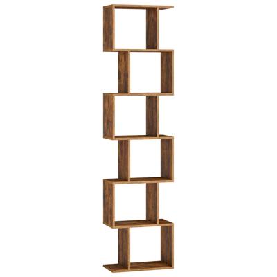 Vrijstaande boekenkast met meerdere niveaus en open opbergruimte, Vintagebruin / 6 niveaus (40B cm)