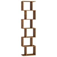 Vrijstaande boekenkast met meerdere niveaus en open opbergruimte, Vintagebruin / 6 niveaus (40B cm)