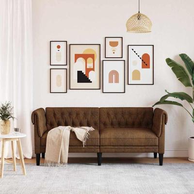 Chesterfieldbank Bruin 182.5 x 74.5 x 74.5 cm Faux suede leer
