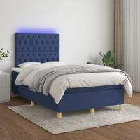 Boxspring met matras en LED stof blauw 120x200 cm