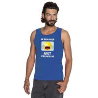 Ik ben hier niet vrijwillig tanktop/ mouwloos shirt blauw heren