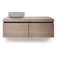 Looox Wooden Drawer Box 120 cm 2 la eiken, old grey - thumbnail