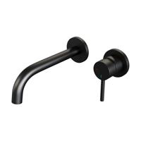 Brauer Black Edition Wastafelmengkraan inbouw - gebogen uitloop links - hendel lang smal - model A 1 - mat zwart 5-S-004
