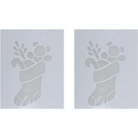 Kerst raamsjabloon kerst sok - 2x - wit - 35 cm - raamdecoratie - kerstversiering