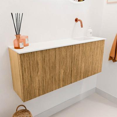 Toiletmeubel Mondiaz Joya | 100 cm | Meubelkleur Oak | Faye wastafel Talc Rechts | Zonder kraangat(en) Toiletmeubel Mondiaz Joya | 100 cm | Meubelkleur Oak | Faye wastafel Talc Rechts | Zonder kraangat(en)