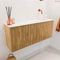Toiletmeubel Mondiaz Joya | 100 cm | Meubelkleur Oak | Faye wastafel Talc Rechts | Zonder kraangat(en) Toiletmeubel Mondiaz Joya | 100 cm | Meubelkleur Oak | Faye wastafel Talc Rechts | Zonder kraangat(en)