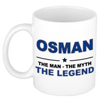 Osman cadeau mok - man myth legend - naam koffiemok / beker - wit en blauw - 300 ml