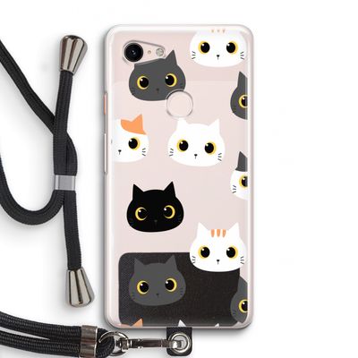 Katten: Pixel 3 Transparant Hoesje met koord
