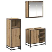 Badkamermeubelset 3 pcs artisanaal eikenkleurig 65 x 33 x 60 cm