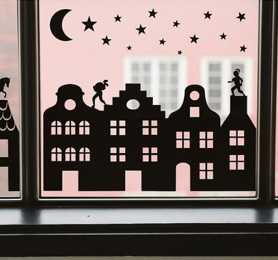 Piet en sint op dak raamsticker