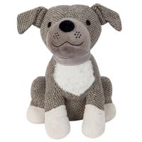 Deurstopper - hond - grijs/wit - polyester - 28 cm - dieren - kinderkamer - bescherming