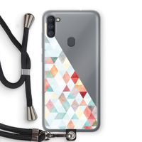Gekleurde driehoekjes pastel: Samsung Galaxy A11 Transparant Hoesje met koord