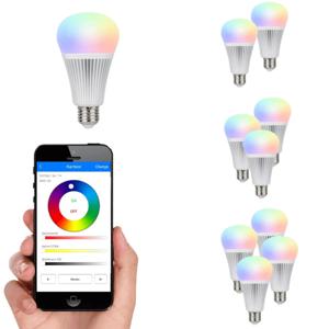 Wifi set met 1 tot 4 RGBW led lampen 9w e27 fitting | ledstripkoning