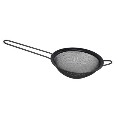 Gerimport Keuken vergiet met handvat - zwart - metaal - 13 cm - afgiet zeef