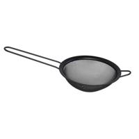 Gerimport Keuken vergiet met handvat - zwart - metaal - 13 cm - afgiet zeef