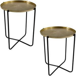 2x stuks ronde bijzettafels/plantenstandaarden goud 50 cm