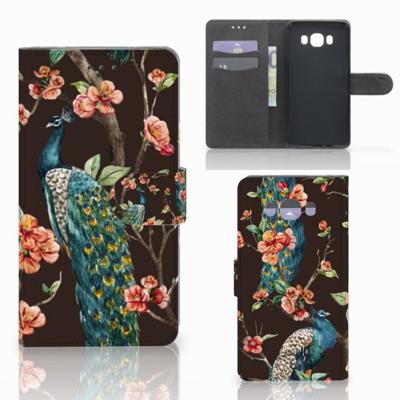 Samsung Galaxy J7 2016 | Telefoonhoesje | Met pasjeshouder | Pauw met Bloemen