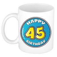 Verjaardag cadeau mok - 45 jaar - blauw - 300 ml - keramiek
