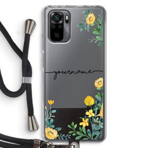 Gele bloemen: Xiaomi Redmi Note 10 Pro Transparant Hoesje met koord